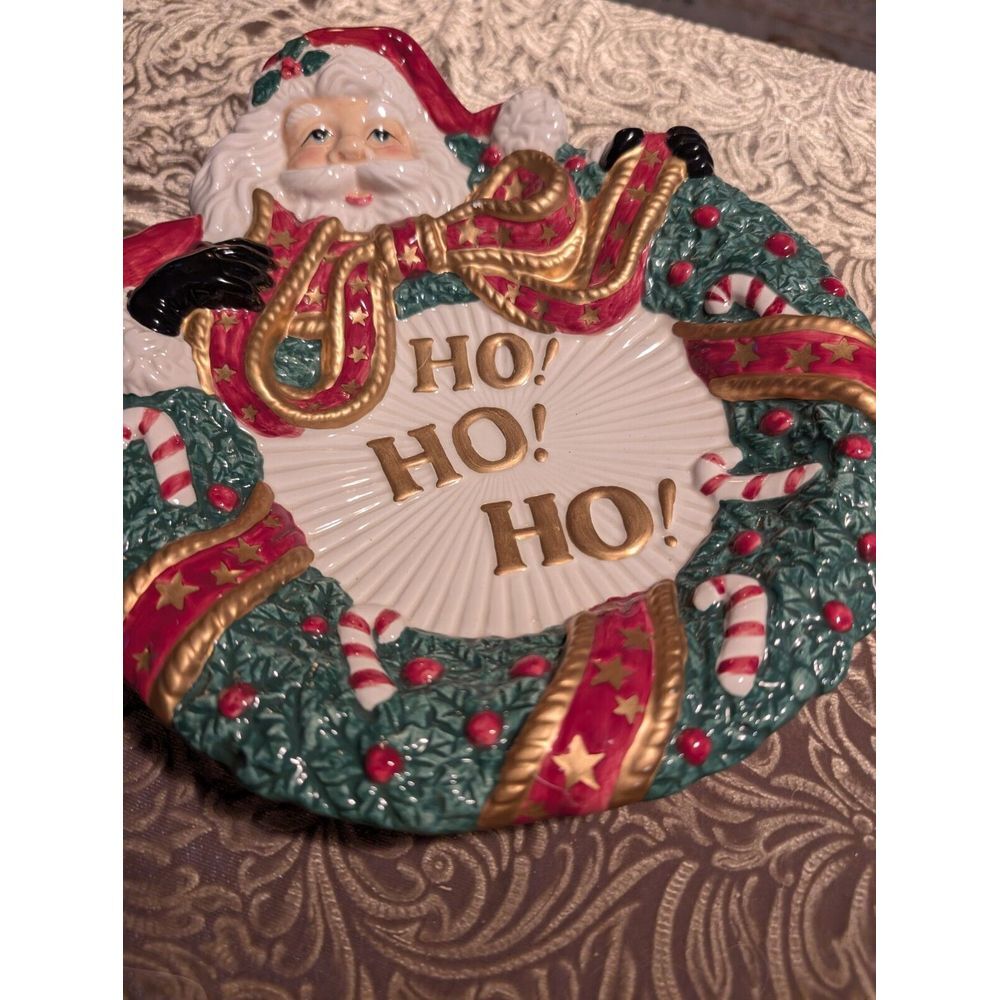Fitz and Floyd Essentials "Ho! Ho! Ho!" Santa‎ Plate for Cookies.